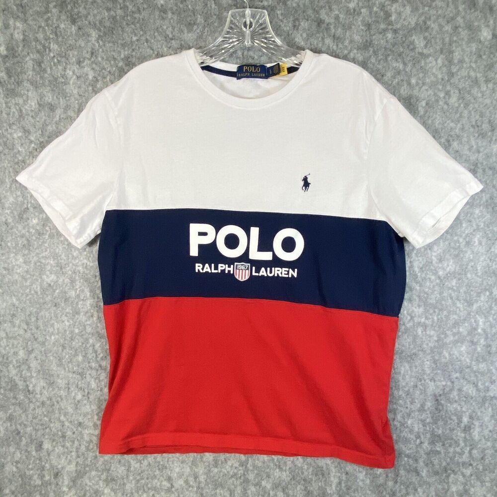Polo Ralph Lauren Logo Spell Out Youth Large Color Block Pony T-Shirt Unisex